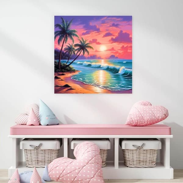 Bomclap Beach Diamantmaleri til voksne - 5D Fuld Drill DIY Diamantkunst Begynder, Krystalperler Gave 30x30 cm