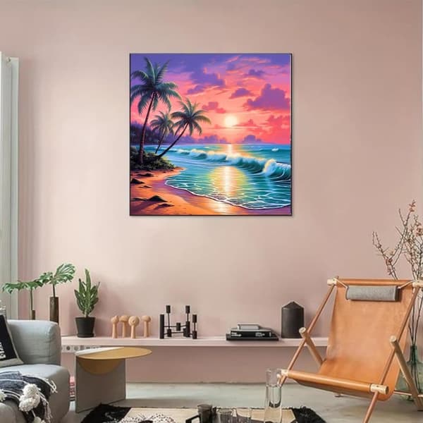 Bomclap Beach Diamantmaleri til voksne - 5D Fuld Drill DIY Diamantkunst Begynder, Krystalperler Gave 30x30 cm