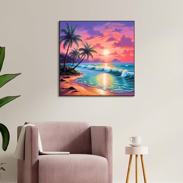 Bomclap Beach Diamantmaleri til voksne - 5D Fuld Drill DIY Diamantkunst Begynder, Krystalperler Gave 30x30 cm