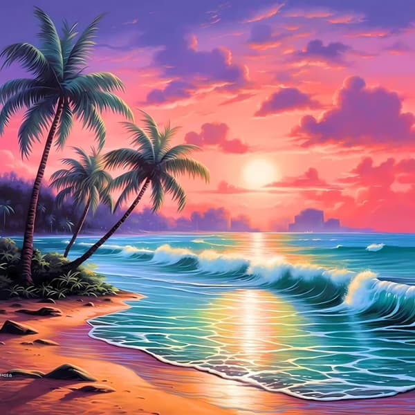 Bomclap Beach Timanttimaalaus Aikuisille - 5D Full Drill DIY Diamond Art Aloittelija, Kristallihelmet Lahja 30x30 cm