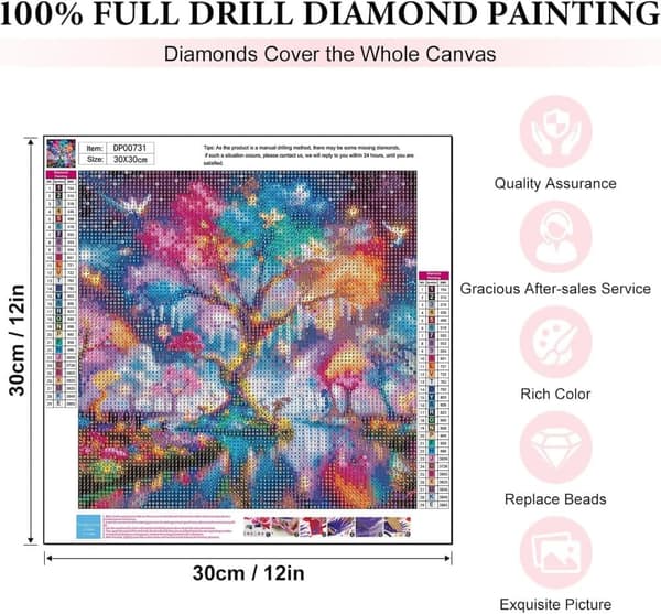 Bomclap Beach Diamantmaleri til voksne - 5D Fuld Drill DIY Diamantkunst Begynder, Krystalperler Gave 30x30 cm