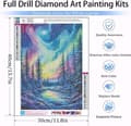 Miniatyrbillede 5 af 8: Bomclap Nordlys Landskab Diamant Kunst - 5D Fuld Drill DIY Diamantmaleri med Krystal Perler, Boligindretning 30x40 cm