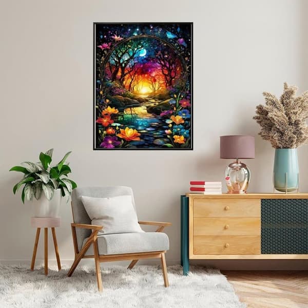 bomclap blomsterlandskab diamantkunst - 5d fuld boremaskine rund DIY diamantmaleri papirclips håndværksgave 30x40 cm