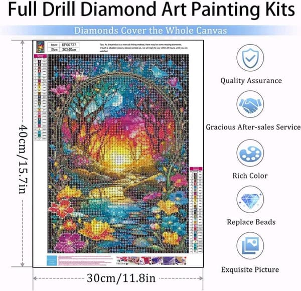 bomclap blomsterlandskab diamantkunst - 5d fuld boremaskine rund DIY diamantmaleri papirclips håndværksgave 30x40 cm