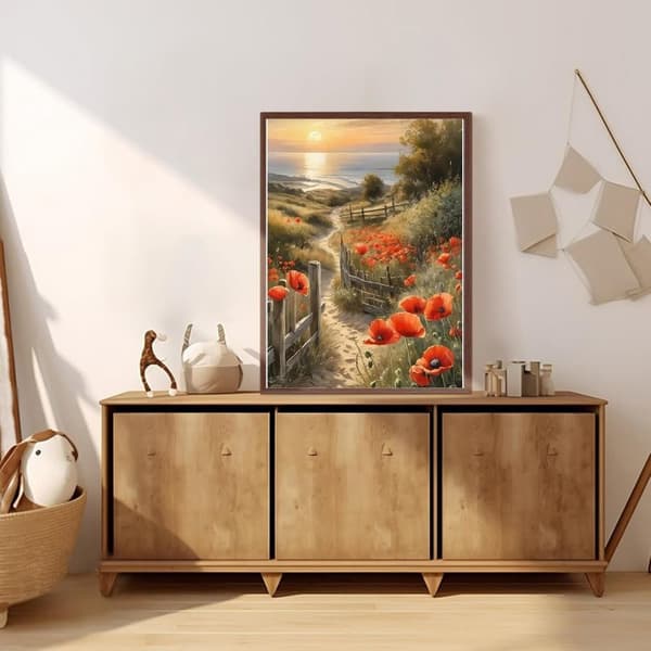 bomclap solnedgang blomster diamantmaleri - 5d fuld boremaskine DIY diamant kunst papirclips håndværk vægdekoration 30x40 cm