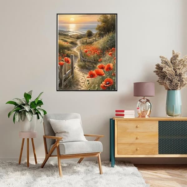 bomclap solnedgang blomster diamantmaleri - 5d fuld boremaskine DIY diamant kunst papirclips håndværk vægdekoration 30x40 cm