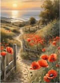 Miniatyrbillede 1 af 8: bomclap solnedgang blomster diamantmaleri - 5d fuld boremaskine DIY diamant kunst papirclips håndværk vægdekoration 30x40 cm