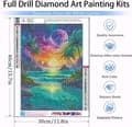 Miniatyrbillede 5 af 8: Bomclap Måne & Strand Diamantmaleri - 5D Fuld Drill DIY Diamant Kunst Krystal Perler Vægdekoration 30x40 cm