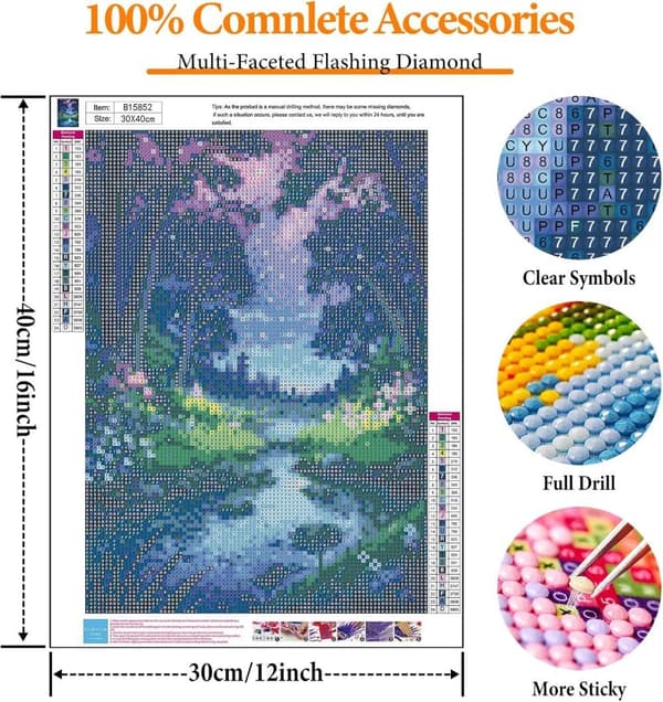 Bomclap Forest Diamond Art Set aikuisille - hämmästyttävä maisema timanttimaalaus aloittelija, täysi pora DIY 30x40cm kodinsisustus