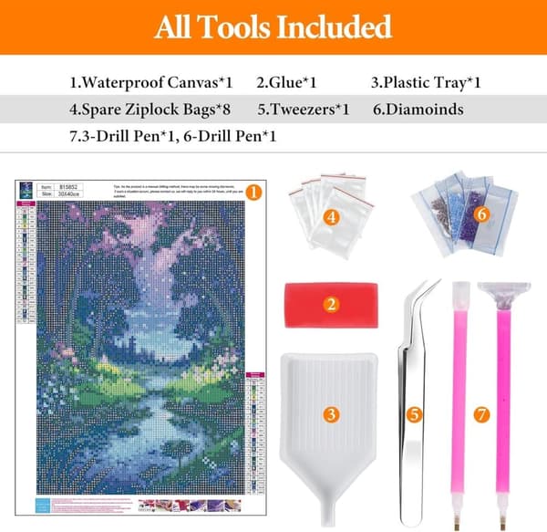 Bomclap Forest Diamond Art Set aikuisille - hämmästyttävä maisema timanttimaalaus aloittelija, täysi pora DIY 30x40cm kodinsisustus