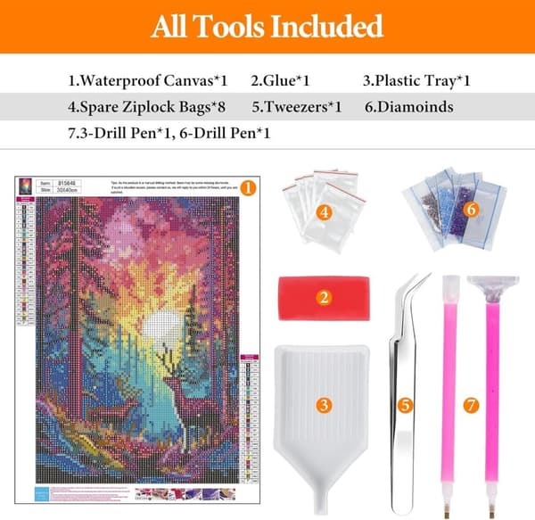 Bomclap Rainbow Sunset Diamond Art Set Voksne - Skovhjort Fantasy Landskab Diamantmaleri Begynder, Fuld Drill DIY 30x40 cm