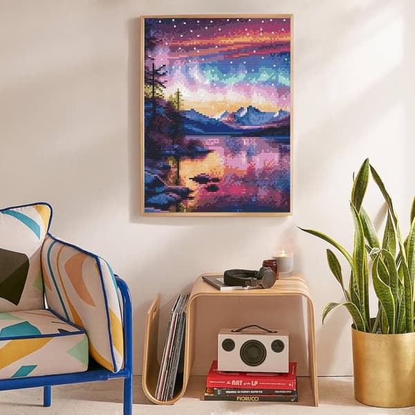 Bomclap Aurora Diamantkonst Set Vuxna - Stjärnhimmel Sjö 5D Diamantmålning Nybörjare, Fantastiska Landskap Full Drill DIY 30x40 cm