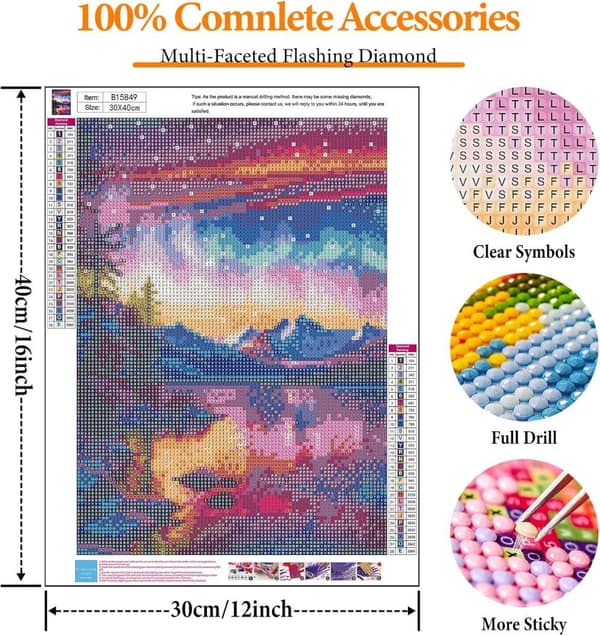 Bomclap Aurora Diamantkonst Set Vuxna - Stjärnhimmel Sjö 5D Diamantmålning Nybörjare, Fantastiska Landskap Full Drill DIY 30x40 cm
