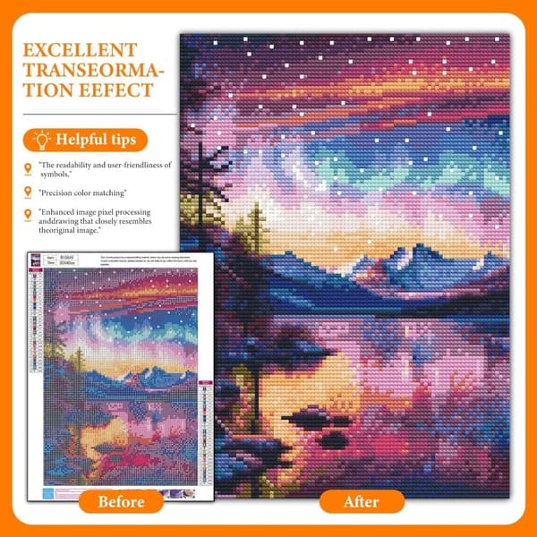 Bomclap Aurora Diamantkonst Set Vuxna - Stjärnhimmel Sjö 5D Diamantmålning Nybörjare, Fantastiska Landskap Full Drill DIY 30x40 cm