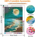 Pikkukuva 4 / 9: Bomclap Moon Beach Diamond Art Set Aikuiset - Sea Moon 5D Timanttimaalaus Aloittelija, Täysi pora DIY 30x40 cm Seinäkoriste