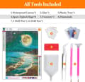 Pikkukuva 5 / 9: Bomclap Moon Beach Diamond Art Set Aikuiset - Sea Moon 5D Timanttimaalaus Aloittelija, Täysi pora DIY 30x40 cm Seinäkoriste