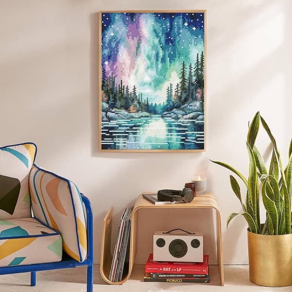 Bomclap Aurora Diamond Art Set Voksne - Stjernehimmel Lake 5D Diamantmaleri Begynder, Fantastiske Landskaber Fuld Drill DIY 30x40 cm