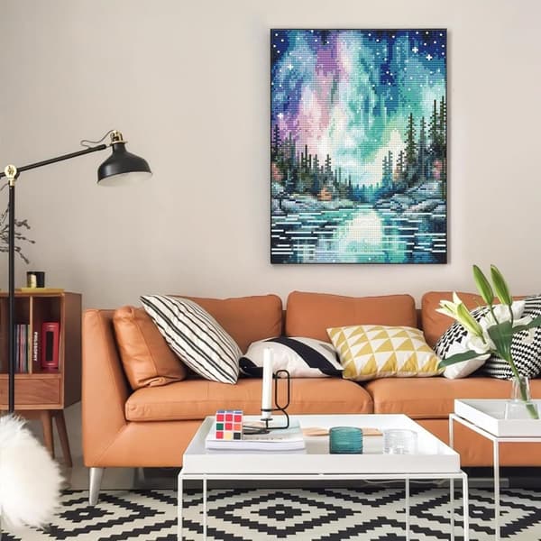 Bomclap Aurora Diamond Art Set Voksne - Stjernehimmel Lake 5D Diamantmaleri Begynder, Fantastiske Landskaber Fuld Drill DIY 30x40 cm