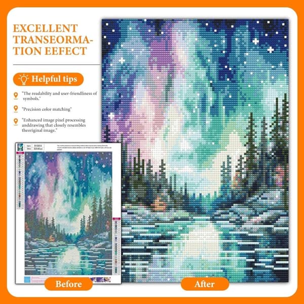 Bomclap Aurora Diamond Art Set Voksne - Stjernehimmel Lake 5D Diamantmaleri Begynder, Fantastiske Landskaber Fuld Drill DIY 30x40 cm