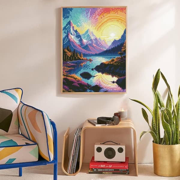 Bomclap Rainbow Sunset Diamond Art Set Aikuisille - Bergsjö Fantasia Maisema Timanttimaalaus Aloittelija, Täysi pora DIY 30x40 cm