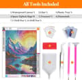 Pikkukuva 5 / 9: Bomclap Rainbow Sunset Diamond Art Set Aikuisille - Bergsjö Fantasia Maisema Timanttimaalaus Aloittelija, Täysi pora DIY 30x40 cm