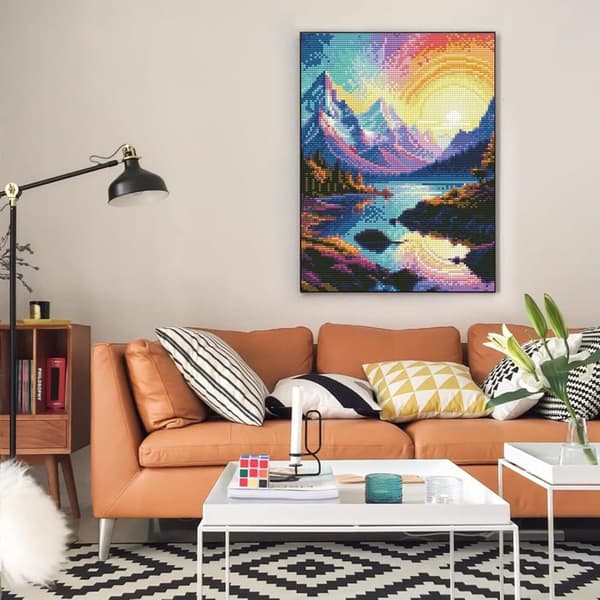 Bomclap Rainbow Sunset Diamond Art Set Aikuisille - Bergsjö Fantasia Maisema Timanttimaalaus Aloittelija, Täysi pora DIY 30x40 cm