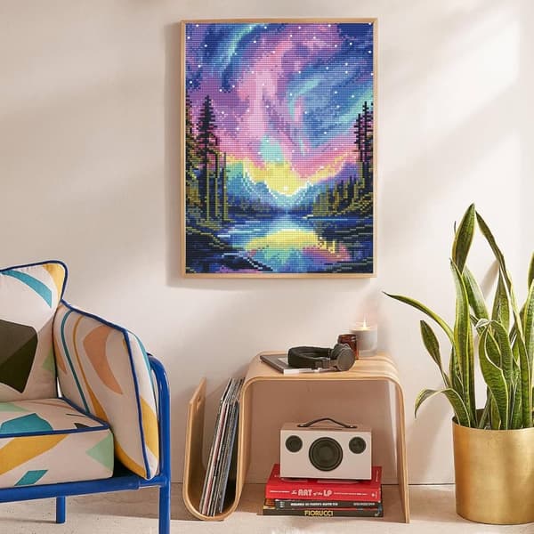 Bomclap Aurora Diamond Kunstsæt Voksne - Snow Mountain Lake 5D Diamantmaleri Begynder, Fantastisk Landskab Fuld Drill DIY 30x40 cm