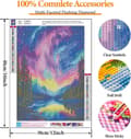 Miniatyrbillede 4 af 9: Bomclap Aurora Diamond Kunstsæt Voksne - Snow Mountain Lake 5D Diamantmaleri Begynder, Fantastisk Landskab Fuld Drill DIY 30x40 cm