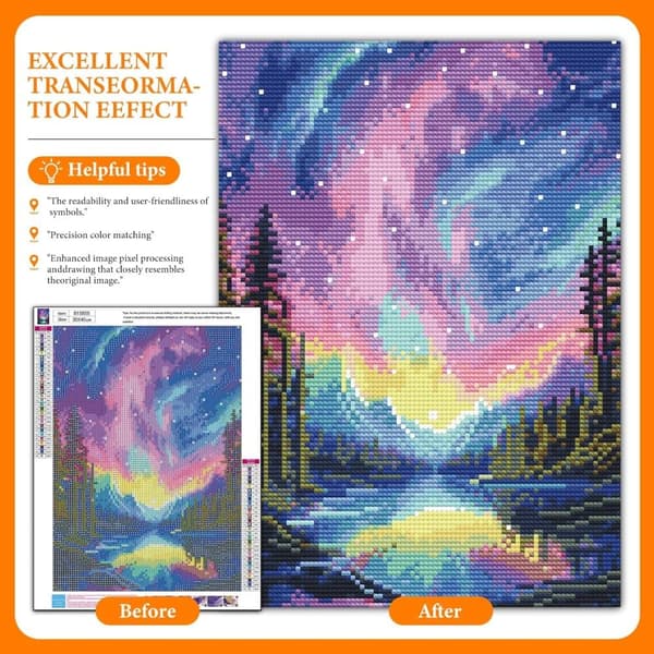 Bomclap Aurora Diamond Kunstsæt Voksne - Snow Mountain Lake 5D Diamantmaleri Begynder, Fantastisk Landskab Fuld Drill DIY 30x40 cm