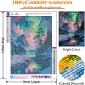 Miniatyrbillede 4 af 9: Bomclap Aurora Diamond Art Set Voksne - Snow Mountain Lake 5D Diamantmaleri Begynder, Fantastisk Landskab Fuld Drill DIY 30x40 cm Vægdekoration