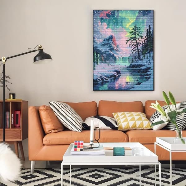 Bomclap Aurora Diamond Art Set Voksne - Snow Mountain Lake 5D Diamantmaleri Begynder, Fantastisk Landskab Fuld Drill DIY 30x40 cm Vægdekoration