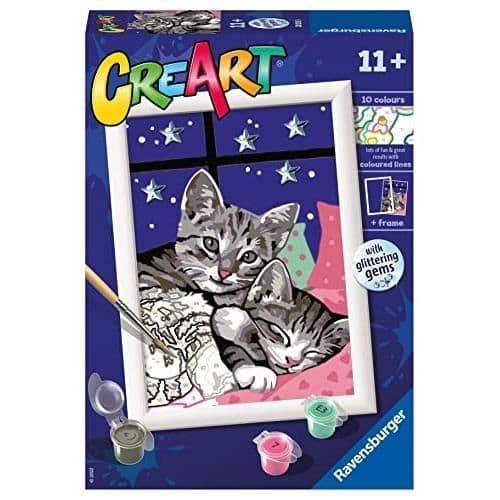 Kreativt spel för att måla - RAVENSBURGER - SÖTA KATTUNGAR - 11 år - Vattenbaserade färger - Inkluderar ram