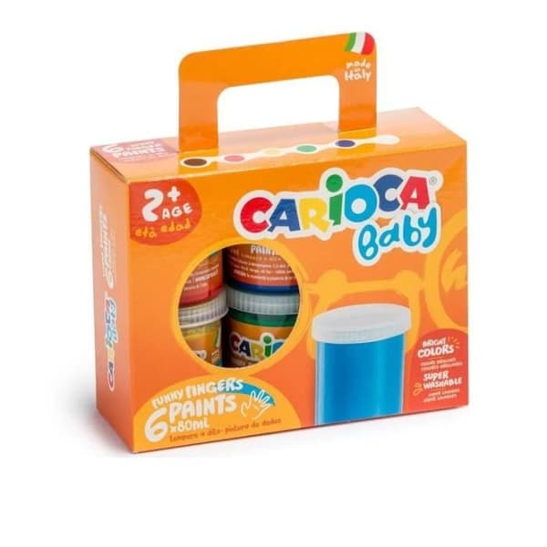CARIOCA BABY SET MED 6 Fingerfärger - 6 X 80 ml barnfärg