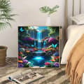 Pikkukuva 3 / 5: Bomclap Diamond Painting – unenomainen puutarha-aihe vesiputouksella ja perhosilla DIY 5D-timanttimaalaus, 35x35cm