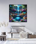 Pikkukuva 5 / 5: Bomclap Diamond Painting – unenomainen puutarha-aihe vesiputouksella ja perhosilla DIY 5D-timanttimaalaus, 35x35cm