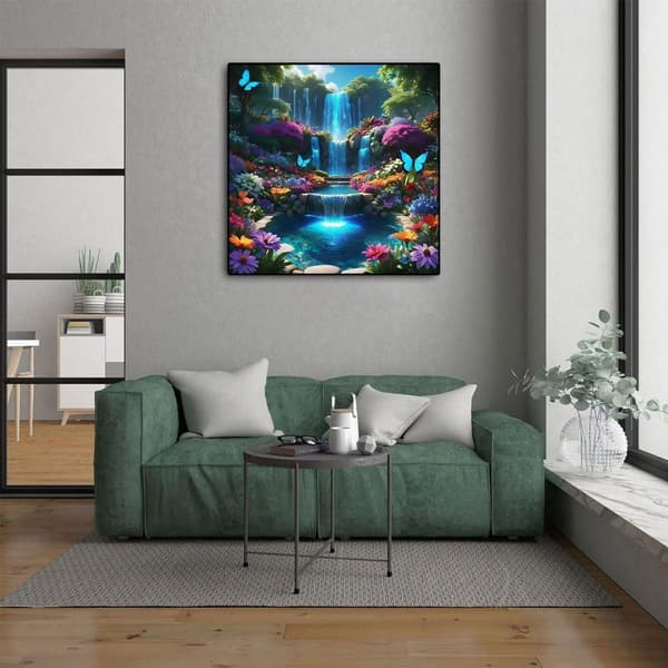 Bomclap Diamond Painting – unenomainen puutarha-aihe vesiputouksella ja perhosilla DIY 5D-timanttimaalaus, 35x35cm