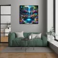 Pikkukuva 2 / 5: Bomclap Diamond Painting – unenomainen puutarha-aihe vesiputouksella ja perhosilla DIY 5D-timanttimaalaus, 35x35cm