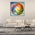 Miniatyrbillede 5 af 5: Bomclap Diamond Painting – Årstidernes Spiral med Hus & Natur Motiv DIY 5D Diamantmaleri, 35x35cm