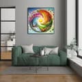 Miniatyrbillede 2 af 5: Bomclap Diamond Painting – Årstidernes Spiral med Hus & Natur Motiv DIY 5D Diamantmaleri, 35x35cm