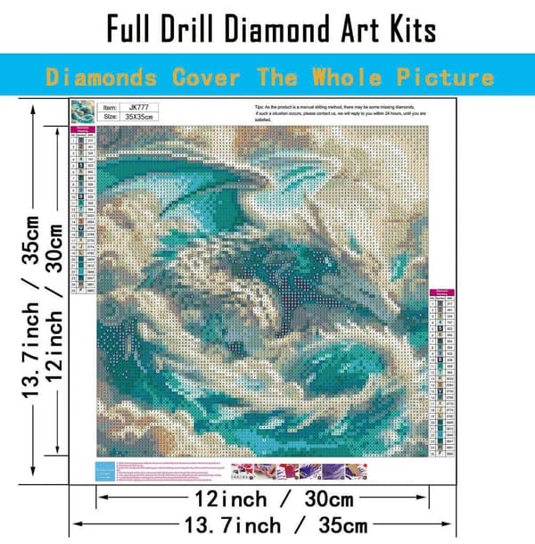 Bomclap Diamond Painting – Drømmende Vanddrage i Skyer DIY 5D Diamantmaleri, 35x35cm