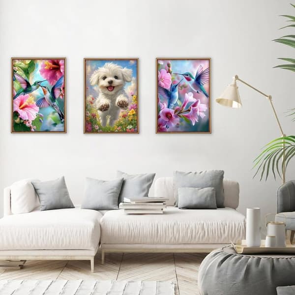 Bomclap kolibri diamantmaleri sæt til voksne, 5d DIY fugle-blomst fuld bore diamant kunst til ænder, kunstsæt til hjemmevægdekoration 30x40cm