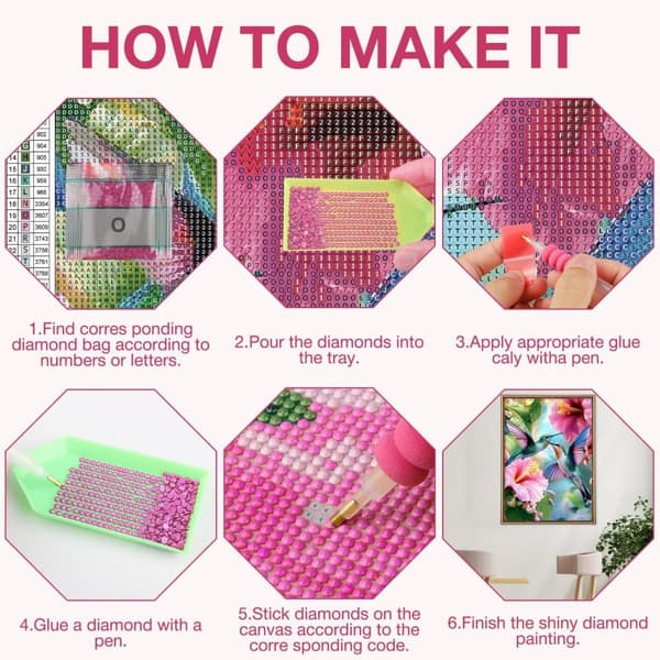 Bomclap kolibri diamantmaleri sæt til voksne, 5d DIY fugle-blomst fuld bore diamant kunst til ænder, kunstsæt til hjemmevægdekoration 30x40cm