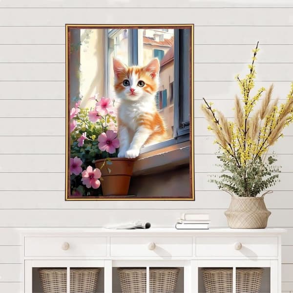 Bomclap Kat Diamantmaleri Kits til Voksne, Blomster Sprogbog 5D Diamantkunst for Voksne, DIY Magiske Bøger Gemtegnings Kristallsten Kunst 30x40cm
