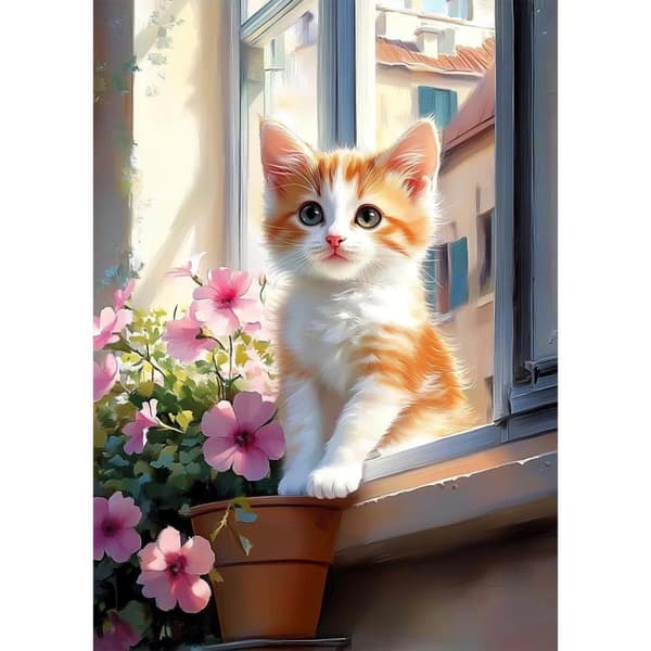 Bomclap Kat Diamantmaleri Kits til Voksne, Blomster Sprogbog 5D Diamantkunst for Voksne, DIY Magiske Bøger Gemtegnings Kristallsten Kunst 30x40cm