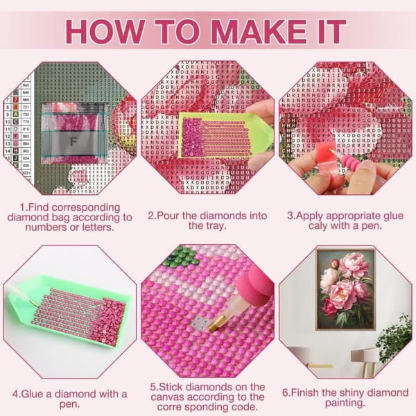 Bomclap Kukat Ristinärsijärjestelmä Aikuille, 5D Pioni Diamantti-Art Aikuisten Aloittelijoille, Kukat DIY Täydellinen Diamantti-Art Maalaus Kotiin Läh
