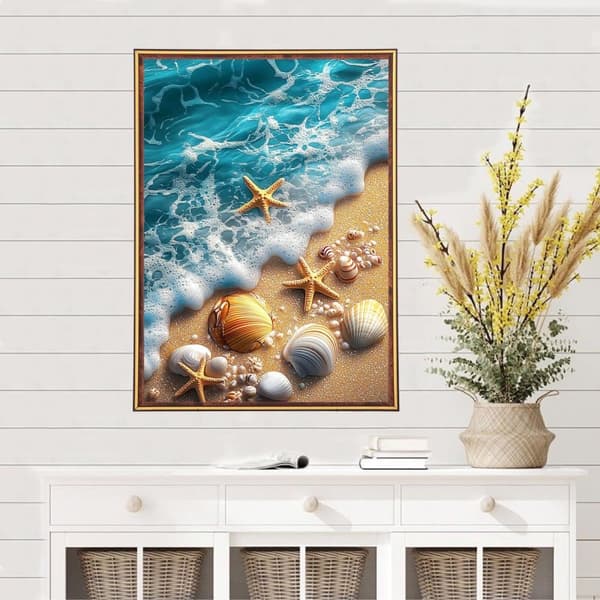 Bomclap Beach Diamond Painting Kits til voksne, DIY Shell / Star Fish Diamond Dots til ænder, fuld diamant kunst boligindretning gave 30x40cm