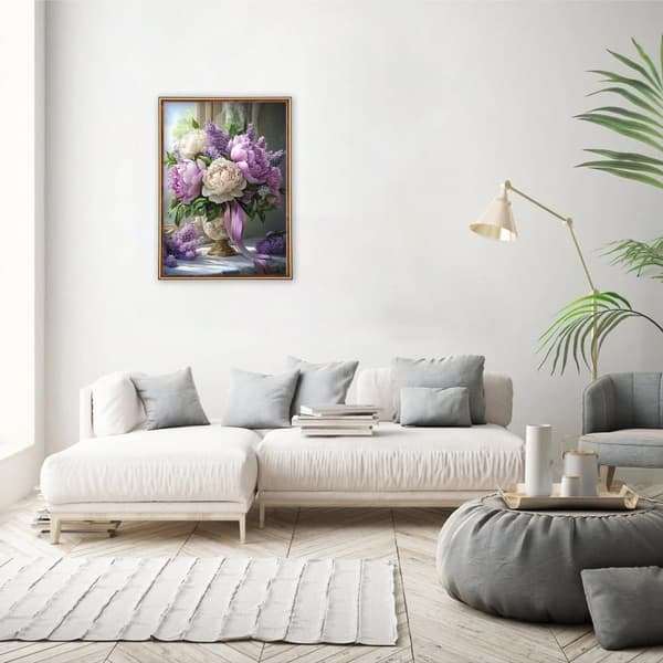 Bomclap diamantmalerisæt til voksne, 5D blomsterpæon diamantkunst til hugtænder, DIY blomstervase fuld diamantkunst boligindretningsgave 30x40cm