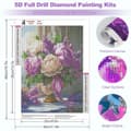 Miniatyrbillede 5 af 7: Bomclap diamantmalerisæt til voksne, 5D blomsterpæon diamantkunst til hugtænder, DIY blomstervase fuld diamantkunst boligindretningsgave 30x40cm