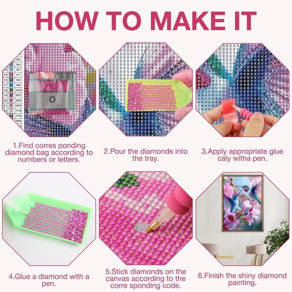 Bomclap 5D Hummingbird Diamond -maalaussarjat aikuisille, DIY-linnut/kukat Full Diamond Art ankoille, kodinsisustuslahja 30x40cm