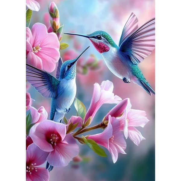 Bomclap 5D Hummingbird Diamond -maalaussarjat aikuisille, DIY-linnut/kukat Full Diamond Art ankoille, kodinsisustuslahja 30x40cm